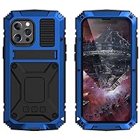 iPhone 13 Pro Max Metal Case with Screen Protector Camera Protector Military Rugged Heavy Duty Shockproof Case with Stand Full Cover Tough case for iPhone 13 Pro Max 6.7inch (iPhone 13, Blue)