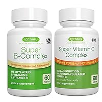 Super B-Complex & Super Vitamin C-Complex Vegan Bundle, Methylated Sustained Release B Complex and 1000mg High Absorption Vitamin C, by Igennus
