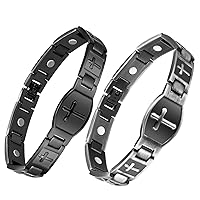 Magnetic Therapy Bracelet for Men,Titanium Steel and Copper Bracelet for Arthritis Pain Relief and Carpal Tunnel,Ultra Strength 3500 Gauss Magnet Gift with Adjustment Tool
