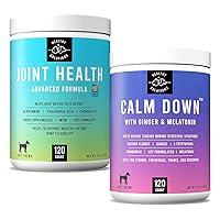 Calming Chews for Dogs & Glucosamine Chondroitin Bundle - 120ct Soft Chews Each - Dog Calming Treats for Anxiety with Glucosamine for Dogs - Veterinarian Formulated - Made in USA