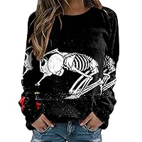 Sweatshirt Women Casual Relaxed Fit Vintage Print Graphic Sweatshirts Long Sleeve Shirts Fleece Pullover Sweater
