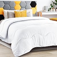 Lightweight Comforter Cooling White, All Season Duvet Insert Breathable Queen Size Summer Bedding, Soft Microfiber Cool Down Alternative Winter Quilt with Corner Tabs, 88x88 inch