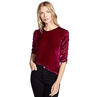 Rebecca Taylor Women's Long Sleeve Ruched Velvet Top