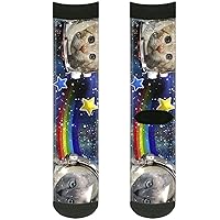Buckle-Down Unisex-Adult's Socks Astronaut Cats in Space/Rainbows/Star Crew, Multicolor