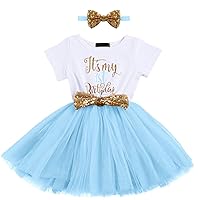 It's My 1st/2nd Birthday Cake Smash One Party Dress for Baby Girls Princess Shiny Sequin Bow Tutu Gown W/Headband Clothes Set