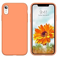 GUAGUA Compatible for iPhone XR Case Liquid Silicone Soft Gel Rubber Slim Lightweight Microfiber Lining Cushion Texture Cover Shockproof Protective Anti-Scratch Cases for iPhone XR 6.1-inch Orange