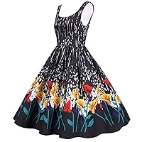 XJYIOEWT Casual Dresses for Women Plus Size Long,Dress Prom 1950s Women Evening Sleeveless Party Women's Dress Choker Ne
