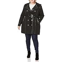 Excelled Women's Plus Size Updated Fashion Double Breasted Pea Coat with Faux Fur Trim