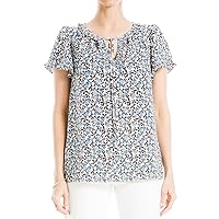 Max Studio Flutter Sleeve Ruffle Detail V-Neck Blouse