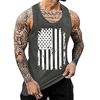 4th of July Tank Tops for Men American Flag Graphic Casual Sleeveless Patriotic Muscle T Shirt Athletic Cut Off Shirts