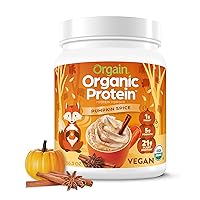 Orgain Organic Vegan Protein Powder, Pumpkin Spice Seasonal Flavor - 21g of Plant Protein, 5g Prebiotic Fiber, No Lactose Ingredients, No Added Sugar, Non-GMO, For Shakes & Smoothies, 1.02 lb