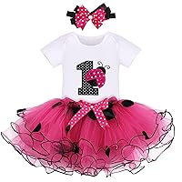 Baby Girls 1st Birthday Cake Smash 3pcs Outfits Set Cotton Romper Bodysuit+Tutu Dress+Flower Headband Princess Skirt Clothes