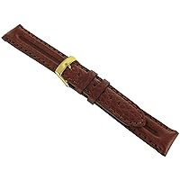 20mm Genuine Leather Double Padded Stitched Calfskin Medium Brown Watch Band Strap
