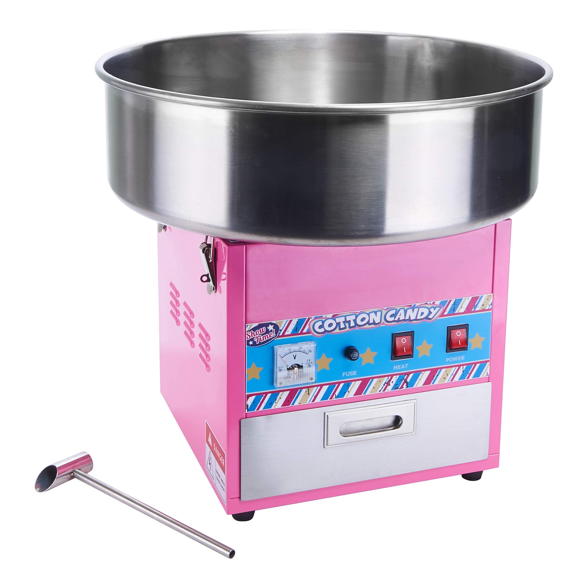 Winco CCM-28, Show Time Electric Cotton Candy Machine With 20.5'' Stainless Steel Bowl, 1080W, Cotton Candy Maker