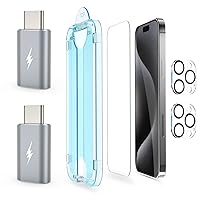 amFilm 2 Pack Lightning to USB-C Adapter, OneTouch 2+2 Pack for iPhone 15 Pro 6.1