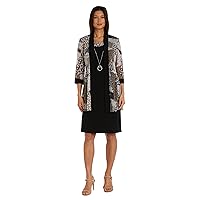 R&M Richards Petite Womens Formal Jacket Dress, Taupe/Black