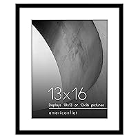 Americanflat 13x16 Picture Frame in Black - Use as 10x13 Picture Frame with Mat or 13x16 Frame Without Mat - Thin Border Photo Frame with Plexiglass Cover - Vertical or Horizontal Wall Display