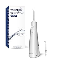 Cordless Pulse Rechargeable Portable Water Flosser for Teeth, Gums, Braces Care and Travel with 2 Flossing Tips, Waterproof, ADA Accepted, WF-20 White