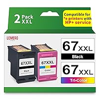 LEMERO UTRUST Remanufactured Ink Cartridge Replacement for HP Ink 67 67XL Ink Cartridges Black/Color Combo Pack for HP Printer DeskJet 2700 2755e 2700e 4155e 4155 Envy 6000 6055e 6400 6455e (2-Pack)