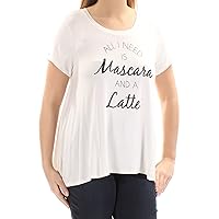 Ivory Short-Sleeve Graphic Lace-Back T-Shirt L