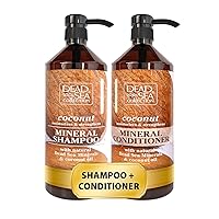 Dead Sea Collection Softening Shampoo and Conditioner Set with Natural Coconut Oil – Hair Products for All Hair Types – Set of 2 Bottles (33,8 Fl. Oz. Each)