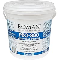ROMAN Products 012401 PRO-880 Wallpaper Adhesive & Paste for Any Wallcovering - Ultra Clear, 1 Gallon, White