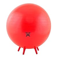CanDo 30-1894 Non-Slip Inflatable Exercise Ball with Stability Feet for Exercise, Workout, Core Training, Stability, Yoga, Pilates, Balance Training in Gym, Office, Home, Classroom. Red, 30