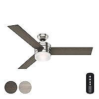 Hunter 54in Contemporary Ceiling Fan with Remote Control in Brushed Nickel (Renewed)