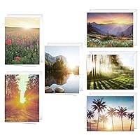 Beautiful Sunrise Greeting Note Card Pack / 24 Nature Greeting Cards With White Envelopes / 6 Lovely Outdoor Sunset Scenery Designs / 4 5/8