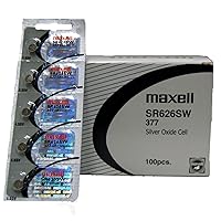 1 Box of 100 Maxell 1.55v Silver Oxide Watch Batteries 377 SR626SW