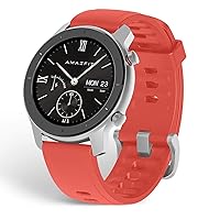 Amazfit Gtr Smartwatch with Gps+Glonass, All-Day Heart Rate Monitor, Daily Activity Tracker Rate and Activity Tracking, 10-Day Battery Life, 12- Sport Modes, 42mm, Coral Red