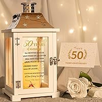 50th Anniversary Lantern, Best 50th Wedding Anniversary for Couple Parents Friends, Unique Happy 50th Anniversary Ideas Gift for Him or Her, Golden Fifty Years of Marriage Keepsake for Wife Husband