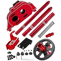 RC Motor Mount Gear Cover & Center Drive Shaft CVD & 58T Metal Slipper Clutch 0.8 Pitch with 20T/21T Pinions Gear Set Upgrades Part for 1/10 Granite/Senton/Vorteks 3S BLX & Mega 550,Red