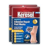 Kerasal Nighttime Intensive Repair Foot Masks, Foot Mask for Cracked Heels and Dry Feet, Two Pairs
