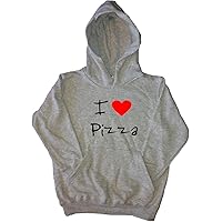 I Love Heart Pizza Grey Kids Hoodie