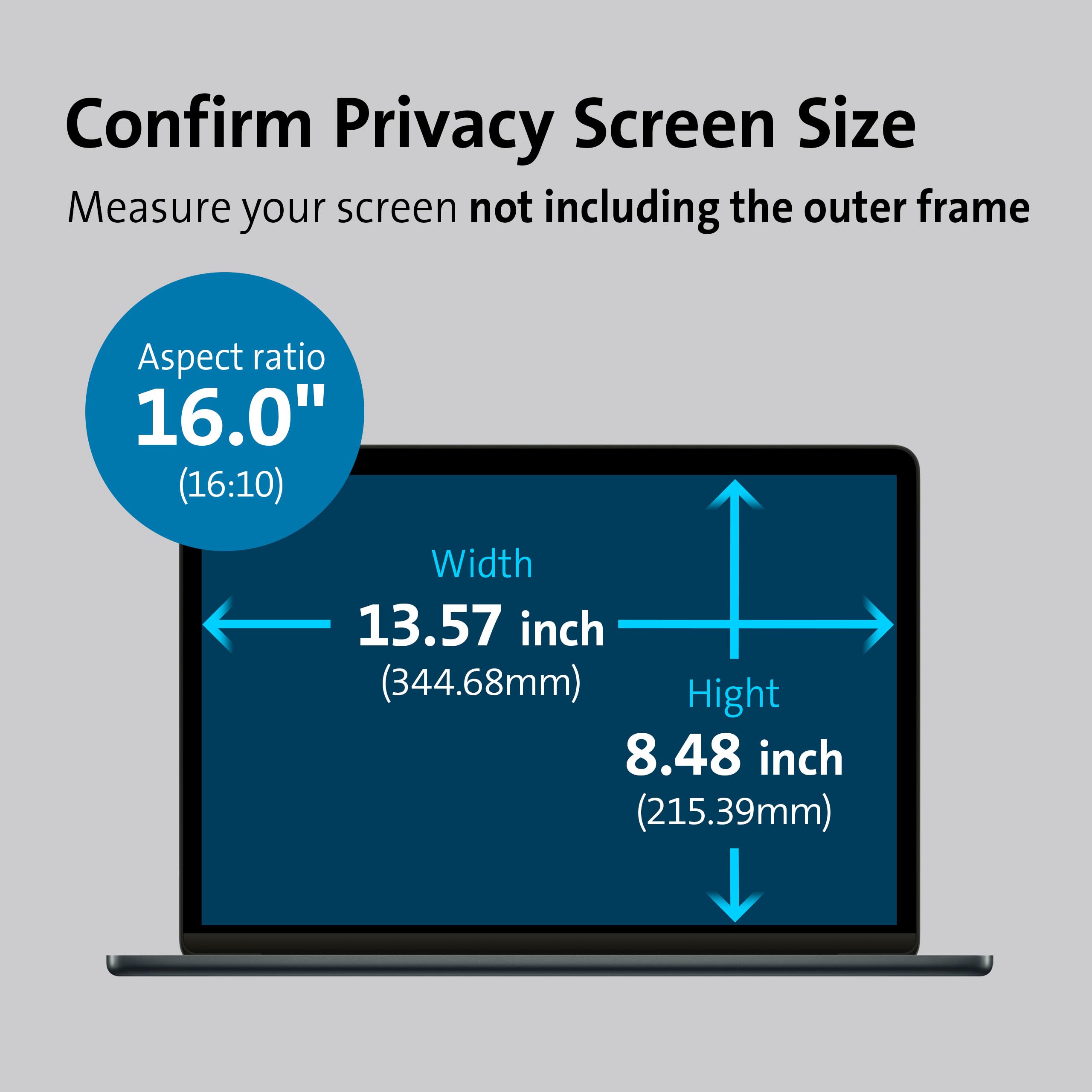 Kensington MagPro™ Magnetic Laptop Privacy Screen 16 inch, Removable 16:10 Laptop Privacy Filter Shield, Anti-Glare, Blue Ray Reduction, Compatible with HP/Dell/Acer/Asus/Lenovo (K55256WW)