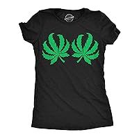 Womens Funny T Shirts Pot Leaf Boobs Sarcastic 420 Graphic Tee for Ladies
