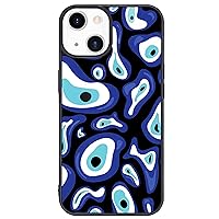 Cute Abstract Phone Case for iPhone 14 Blue Eyes Case Cover TPU Bumper Hard Back Shockproof Anti-Scratch Protective Phone Case Women Girly Phone Case with Design