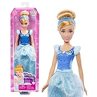 Mattel Disney Princess Toys, Cinderella Fashion Doll, Sparkling Look with Blonde Hair, Blue Eyes & Hair Accessory, Inspired by the Movie