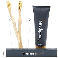 Fluoride Free Toothpaste, Nano Hydroxypatite, SLS Free, Natural Mint & Grapefruit, 4 oz + Nudge Bamboo Toothbrushes with Bamboo Bristles, Pack of 2