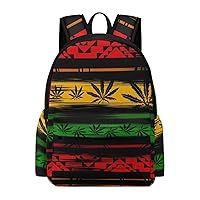Rastafarian Art Marijuana Pattern Travel Backpack for Men Women Lightweight Computer Laptop Bag Shoulder Bag Daypack