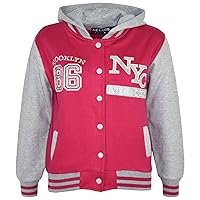 Kids Girls Boys Baseball NYC Athletic Hooded Jacket Varsity Hoodie Age 5-13 Year