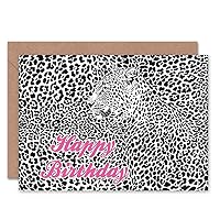 Wee Blue Coo HAPPY BIRTHDAY LEOPARD PRINT PATTERN ILLUSION BLANK GREETINGS CARD