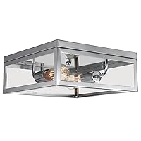 Globe Electric 65747 Memphis Light Flush Mount, Chrome with Clead Glass Panes, 5.12