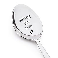 Eating for Two - Pregnancy Gift - New baby Mom - gifts for pregnancy - engraved spoon - we're pregnant spoon - baby announcement for grandparents - healthy eating