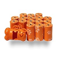 Best Pet Supplies Dog Poop Bags (240 Bags) for Waste Refuse Cleanup, Doggy Roll Replacements for Outdoor Puppy Walking and Travel, Leak Proof and Tear Resistant, Thick Plastic - Orange