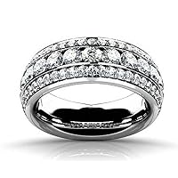3.00 ct Ladies Three Row Round Cut Diamond Wedding Band Ring in Platinum