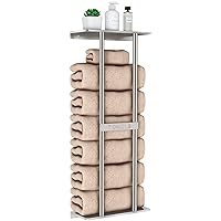 Bathroom Towel Storage for Bathroom, Wall Towel Rack for Rolled Towels, 30 inch Towel Holder Wall Mounted with Metal Shelf Can Holds 6 Large Towels, Brushed Nickel