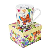 Divinity Boutique Beautiful Butterfly Boxed Ceramic Mugs, One Size (Pack of 1)