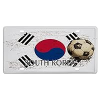 Football Theme South Korea Front License Plate Cover Global World Flag Travel Trip Custom License Plate Vanity Tag for Front Car Bumper SUV Rustproof Weatherproof Aluminum Metal Sign